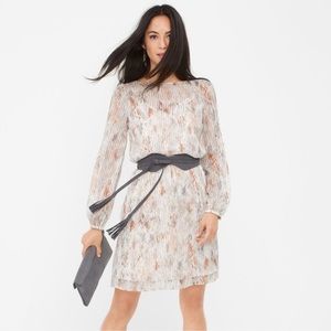 White House Black Market Long Sleeve Geo Print Metallic Boho Dress | EUC Size 2